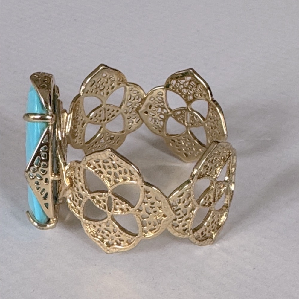 Vintage Kendra Scott Gold and Turquoise Statement Ring and Cuff Bracelet - Picture 7 of 14
